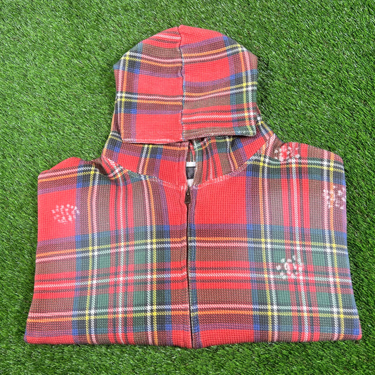 Wore Clothing Plaid Waffle Full Zip Hoodie Size Medium USED x14866