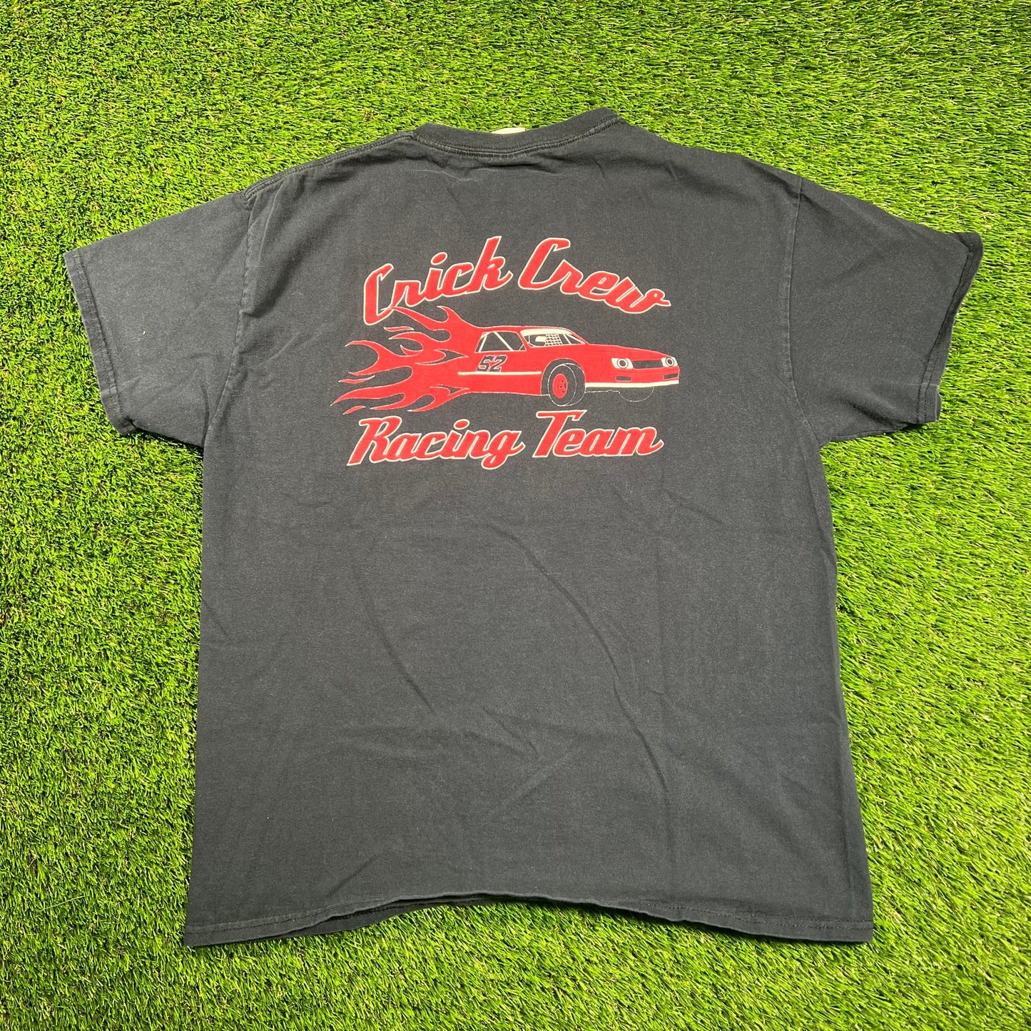 Y2K Crick Crest Racing Black Tee Size Large USED v18331