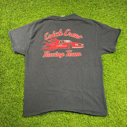 Y2K Crick Crest Racing Black Tee Size Large USED v18331