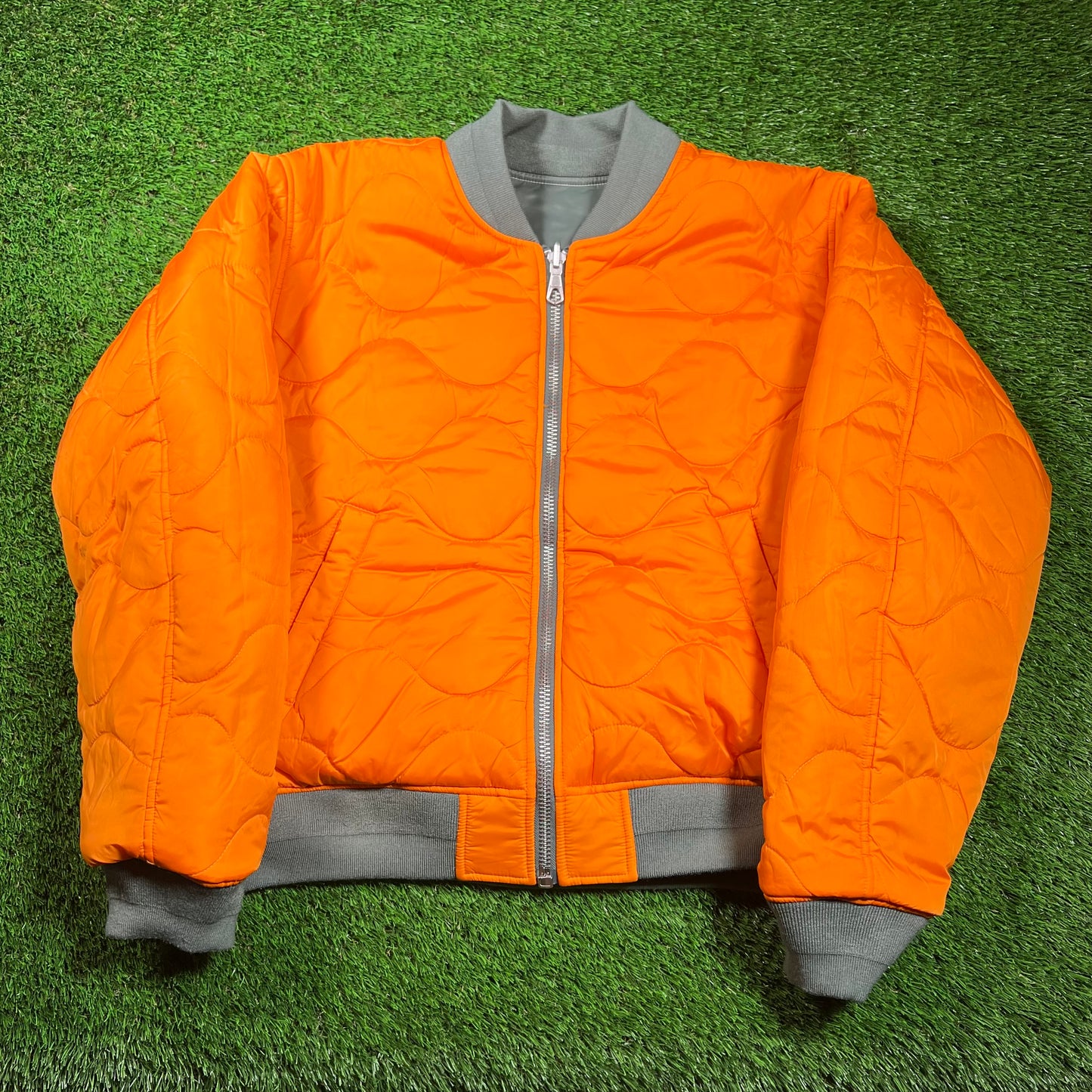 Stussy Built Reversible Bomber Green/Orange Jacket Size Large USED x16648