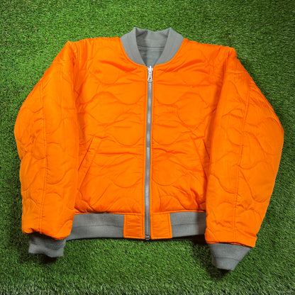 Stussy Built Reversible Bomber Green/Orange Jacket Size Large USED x16648