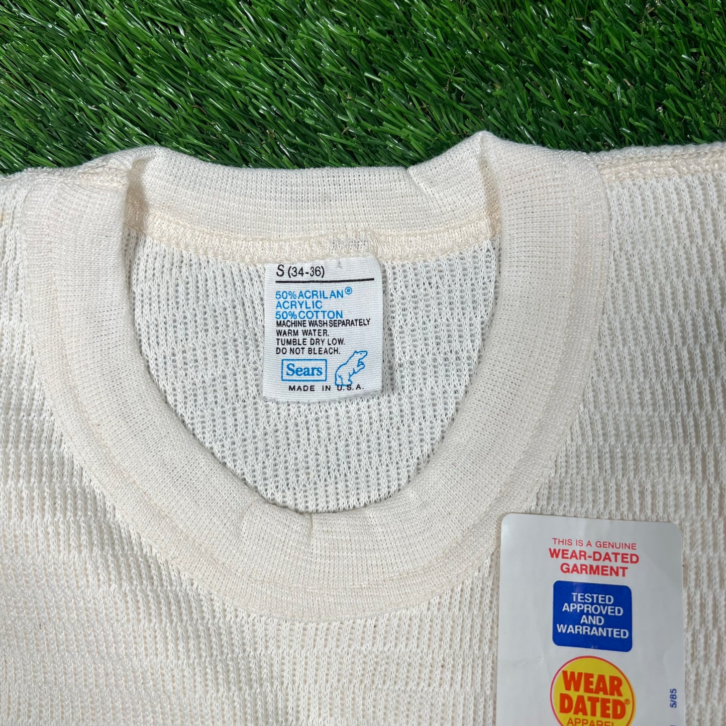 1970s Sears White Thermal Longsleeve Size Small USED v18707