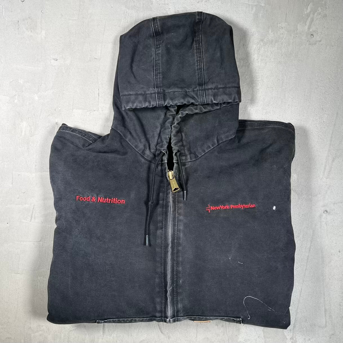 Y2K Carhartt Washed Black Active Hooded Jacket Size XL USED v20265