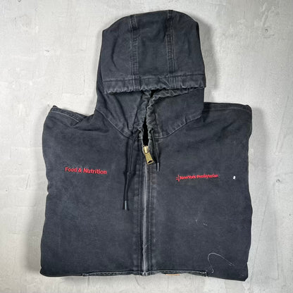 Y2K Carhartt Washed Black Active Hooded Jacket Size XL USED v20265