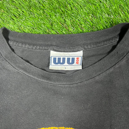 1990s Wu Tang Wu Wear Circle Yellow Logo Black Tee Size Large USED v16964