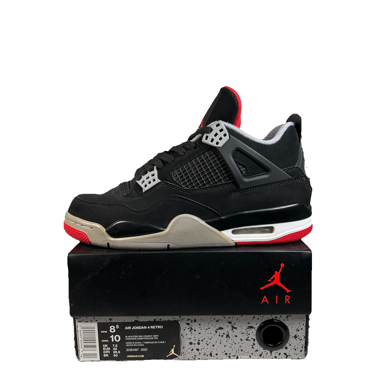 Jordan 4 Bred (2019) Size 8.5 USED s23165