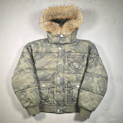 Supreme True Religion Puffer Jacket Olive Camo (2025) Size Large USED x17186