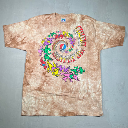 Grateful Dead 2000s Swirl Bear Brown Tie Dye Tee Size XL USED v9920