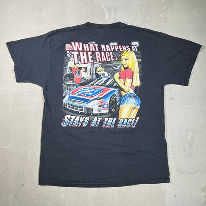 Y2K Racing Nascar What Happens At The Race Black Tee Size Large USED v20052