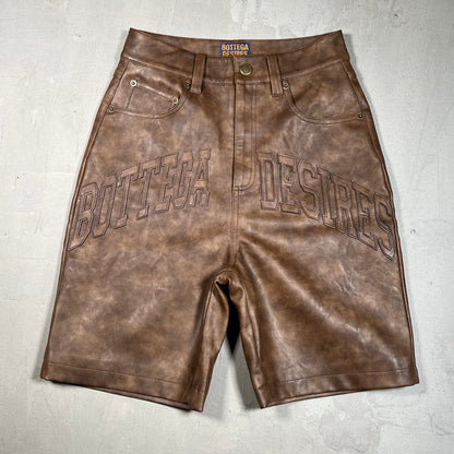 Bottega Desires Brown Leather Shorts Size 28 USED x17555
