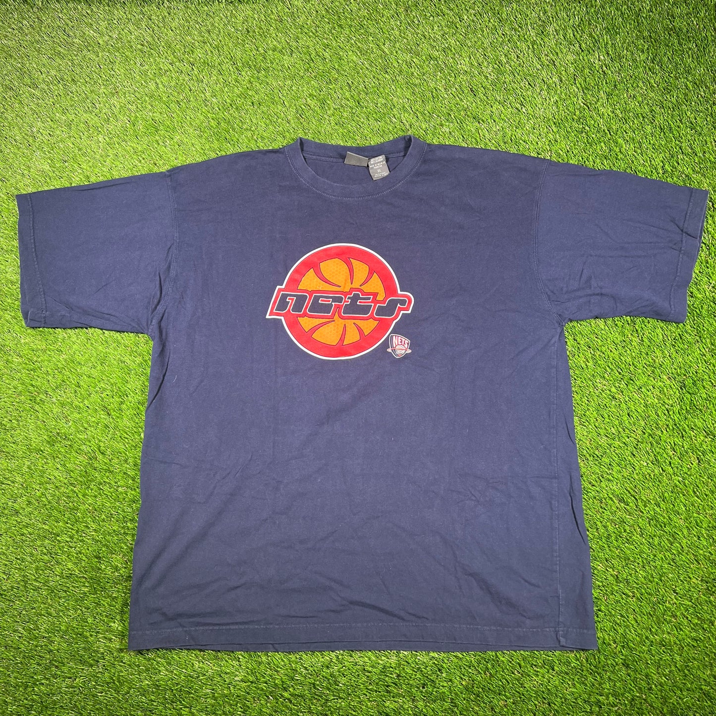 Y2K New Jersey Nets Navy Tee Size XXL USED v17026