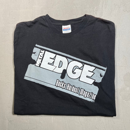 Y2K Metal Edge Magazine Black Tee Size XL USED v19441