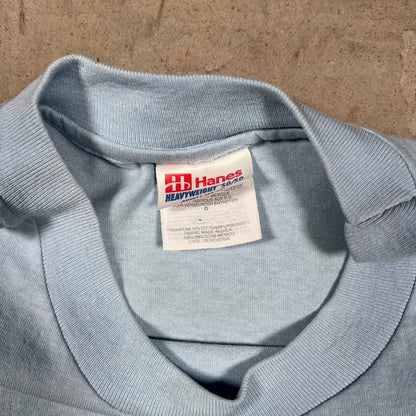 1990s "I Don't do Mornings" Light Blue Tee Size Large USED v20401
