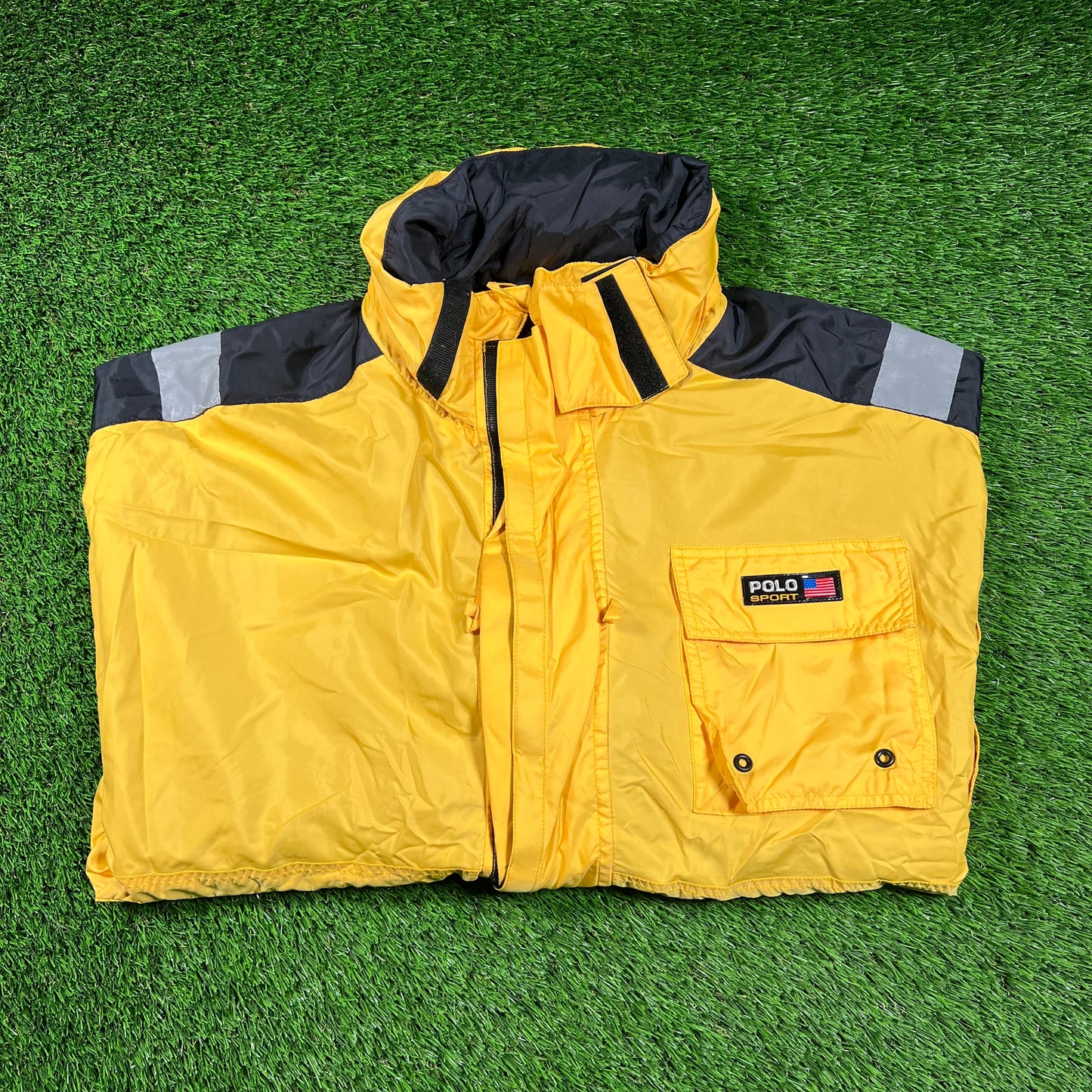 1990s Polo Sport Yellow Tech Jacket Size Large USED v18246