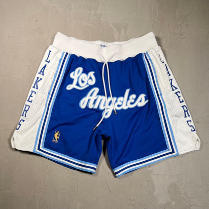 Just Don Mitchell & Ness Los Angeles Lakers Blue/White Shorts Size Large USED x17595