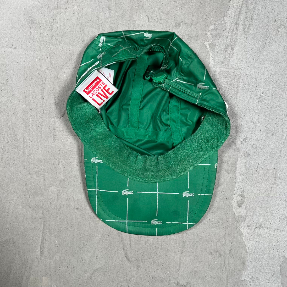 Supreme Lacoste Reflective Grid Cap Green (2018) USED x18515