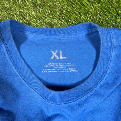Travis Scott Birds Eye View 2017 Blue Tour Tee Size XL USED x14398