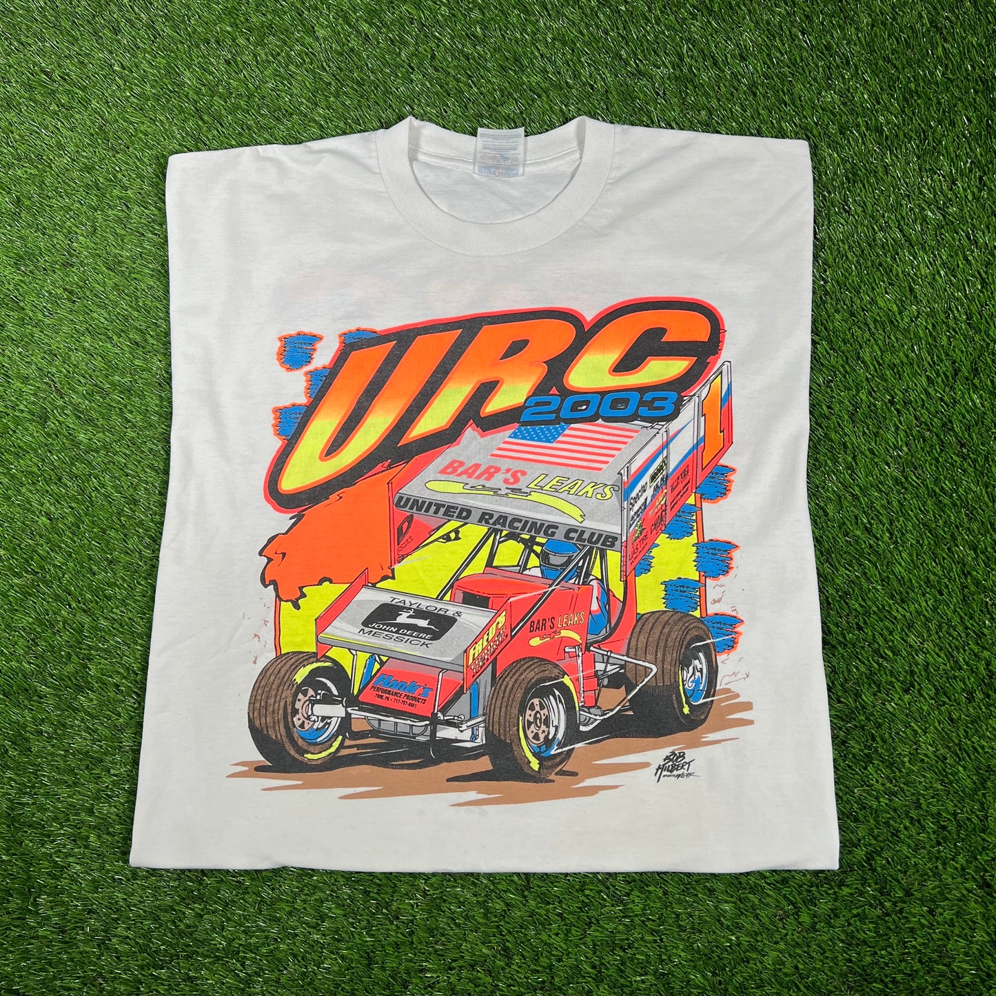 2003 URC White Drag Racing Tee Size XL USED v17343