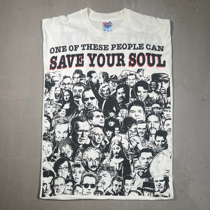 Vintage Jesus One Of These People Can Save Your Soul Tee white Size XL USED v13939