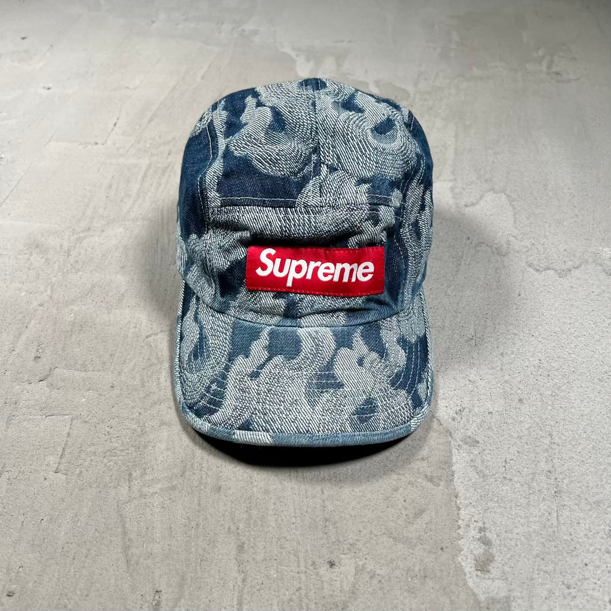 Supreme Flames Jacquard Washed Indigo Denim Hat (2023) USED x18704