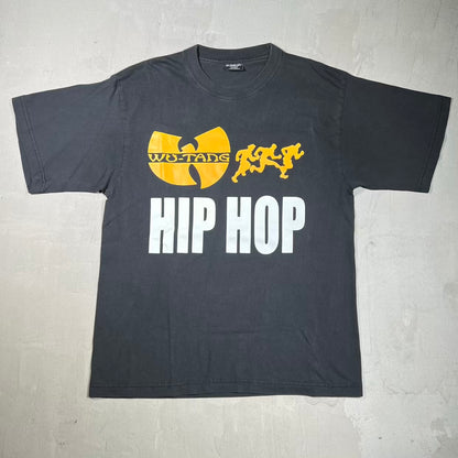 1990s Wu Tang Hip Hop Black Tee Size Large USED v4739