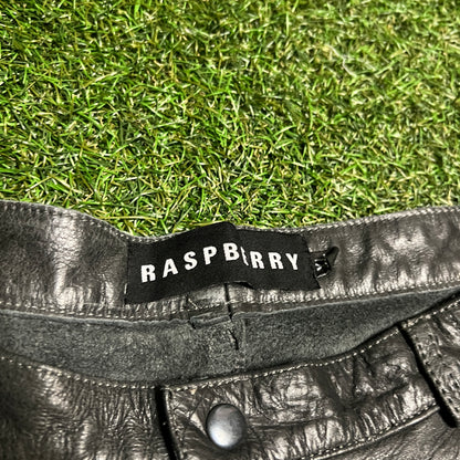 GV Gallery Raspberry Hills Washed Black Leather Shorts Size XL USED x13936