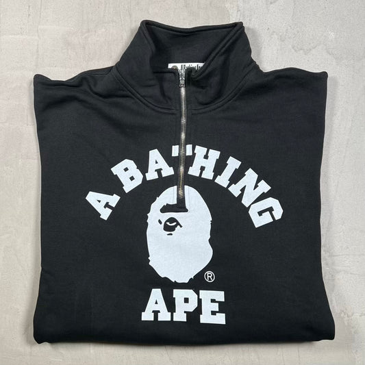 Bape Half Zip Relaxed Sweatshirt Black Size Large NEW x18721