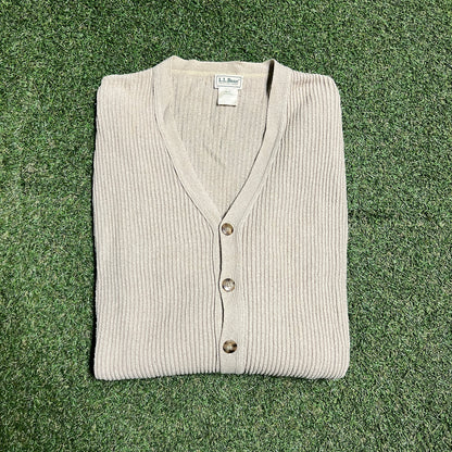 1990s LL Bean Tan Cardigan Size XL USED v11881