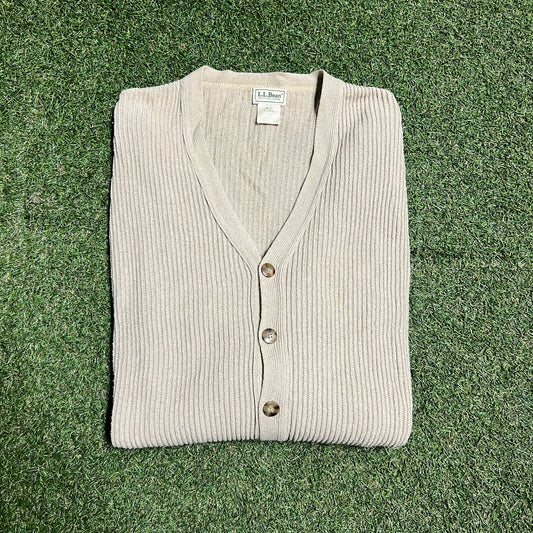 1990s LL Bean Tan Cardigan Size XL USED v11881