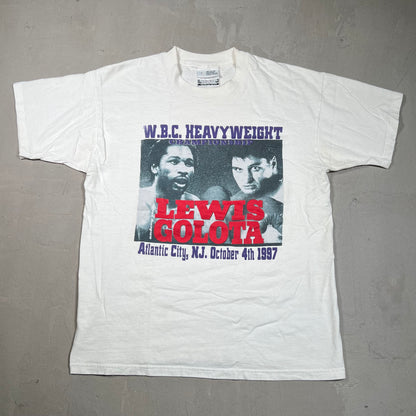 1997 W.B.C Heavyweight Championship Lewis Vs Golota White Tee Size Large USED v19525