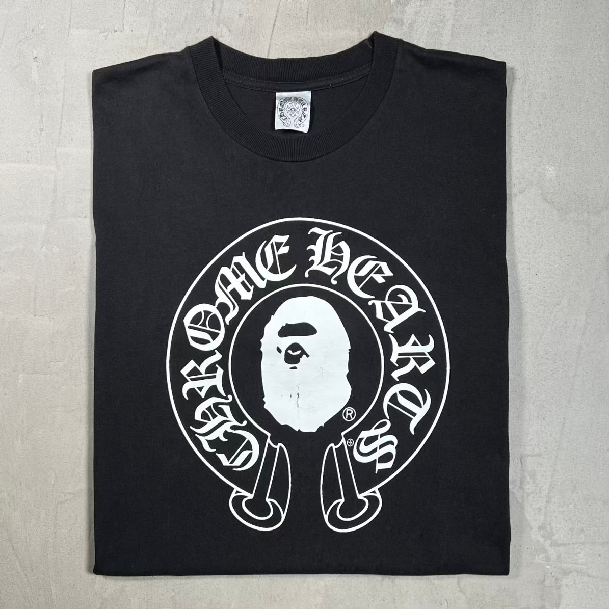 Chrome Heart Bape 2009 Baby Milo Cross Black Tee Size Large USED x15352