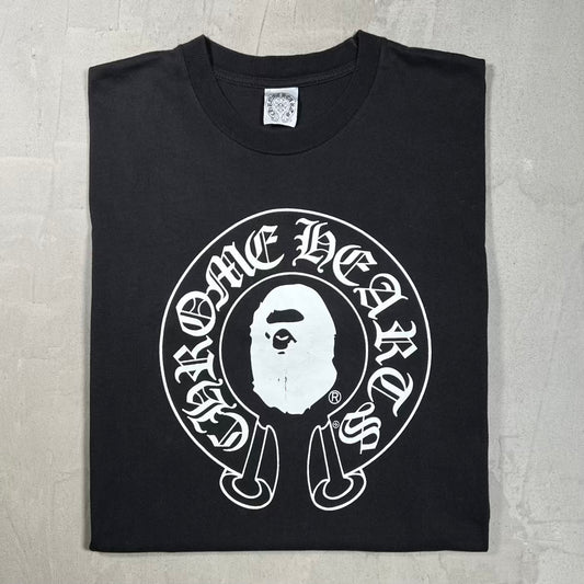 Chrome Heart Bape 2009 Baby Milo Cross Black Tee Size Large USED x15352