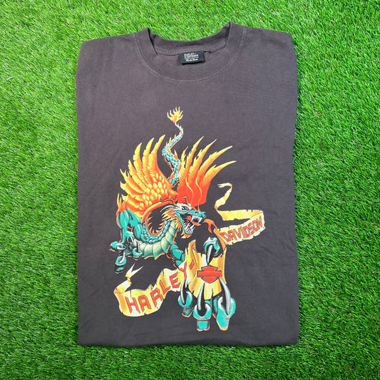 Harley Davidson Dragon "Moto Co." Black Tee Size Large USED v18645