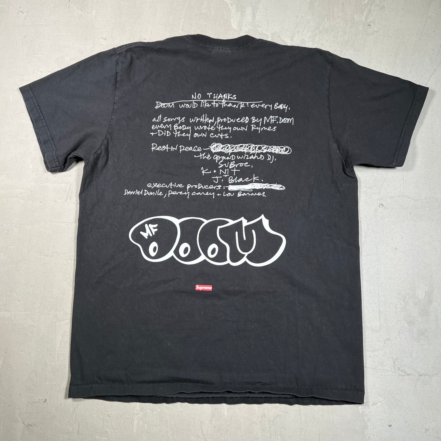 Supreme MF Doom Black Tee (2023) Size Medium USED x17514