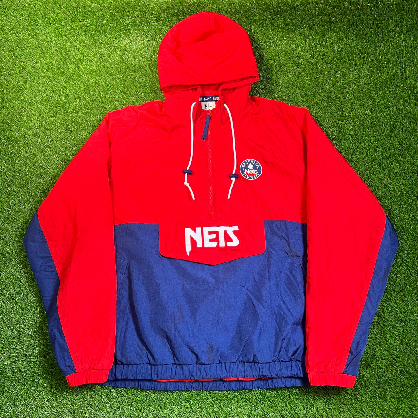 Nike Brooklyn New Jersey Red/Blue Puffy Jacket Size XXL USED