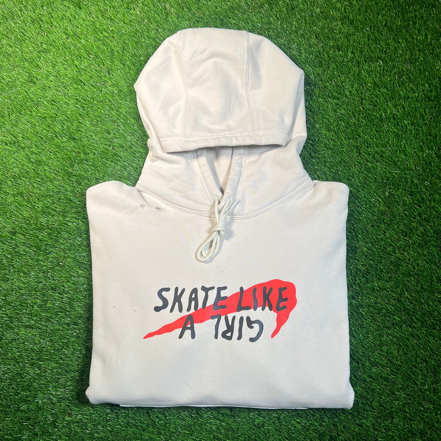 Nike SB Skate Like A Girl Light Bone Hoodie Size Large USED x16882
