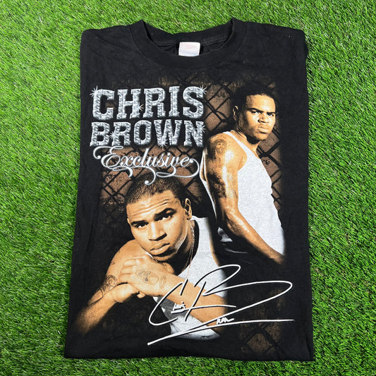 2007 Chris Brown Exclusive Black Tee Size Small USED v18049