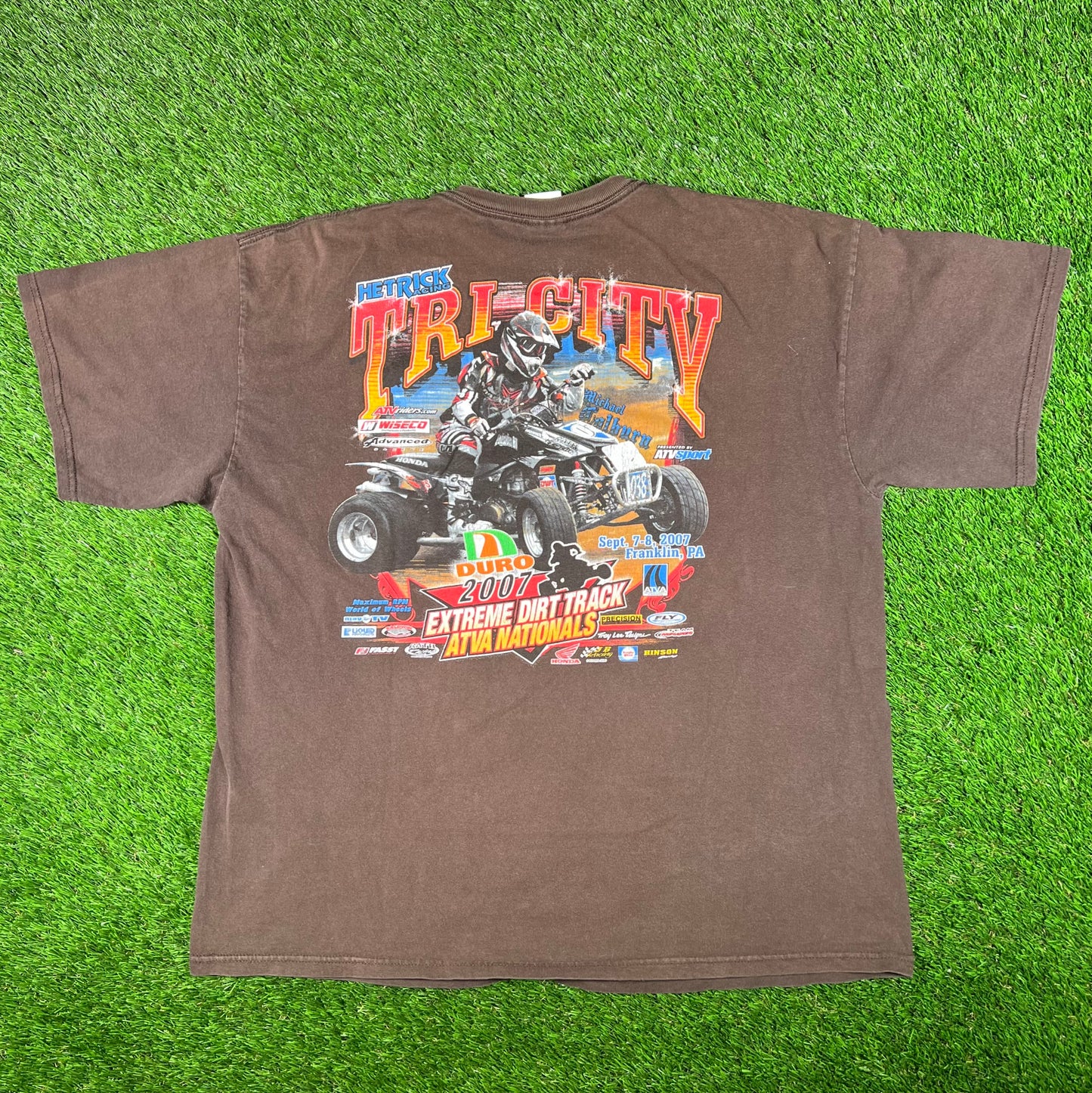 2007 Tri State Brown Dirt Bike Nationals Tee Size XL USED v17600
