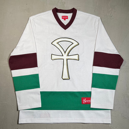 Supreme Ankh White/Green Hockey Jersey Size Medium USED x17631