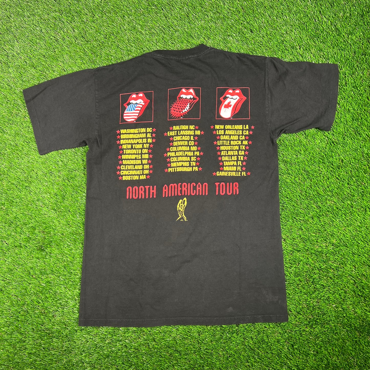 1995 Rolling Stones North American Tour Black Tee Size Large USED v17667