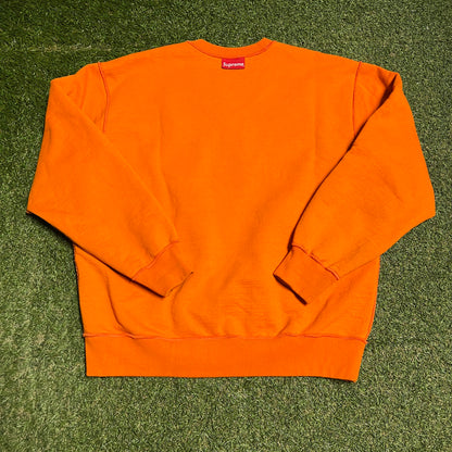 Supreme Reversible Repeat Liner Orange Crewneck Size Medium USED x13924