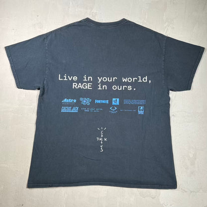 Cactus Jack Playstation Fortnite Black Smiley Tee Size Large USED x18406