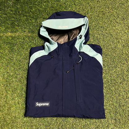 Supreme Gore Tex Paclite Navy Blue Light Jacket (2022) Size Small USED x13848