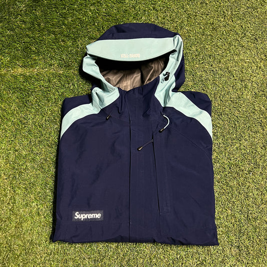 Supreme Gore Tex Paclite Navy Blue Light Jacket (2022) Size Small USED x13848