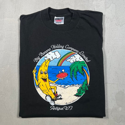 1987 Big Banana Holding Company Black Tee Size Medium USED v19300