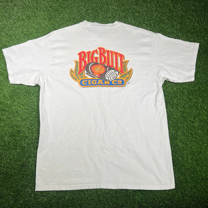 1990s Big Butt Cigars White Logo Tee Size XL USED v17381