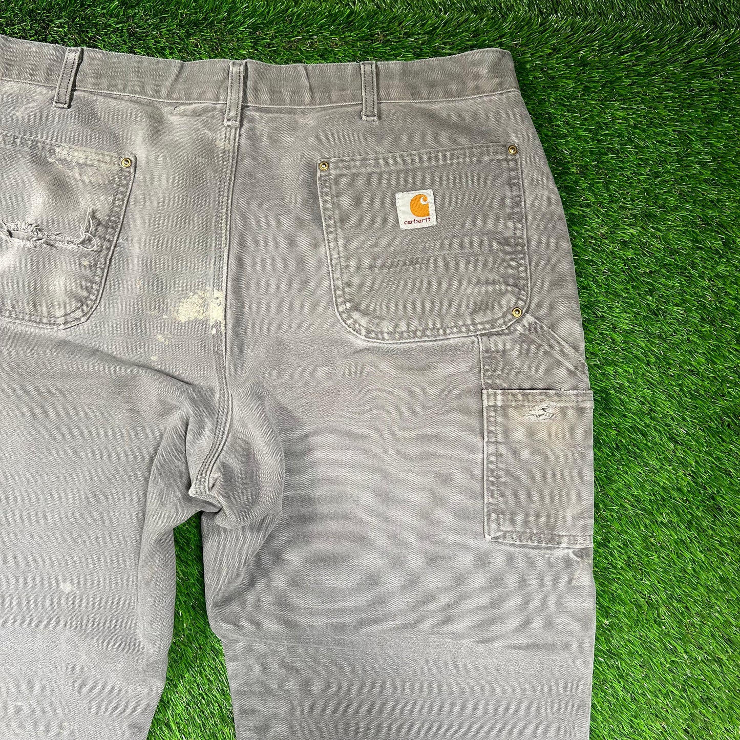 Carhartt Grey Double Knee Carpenter Pants Size 38x29 USED v18419