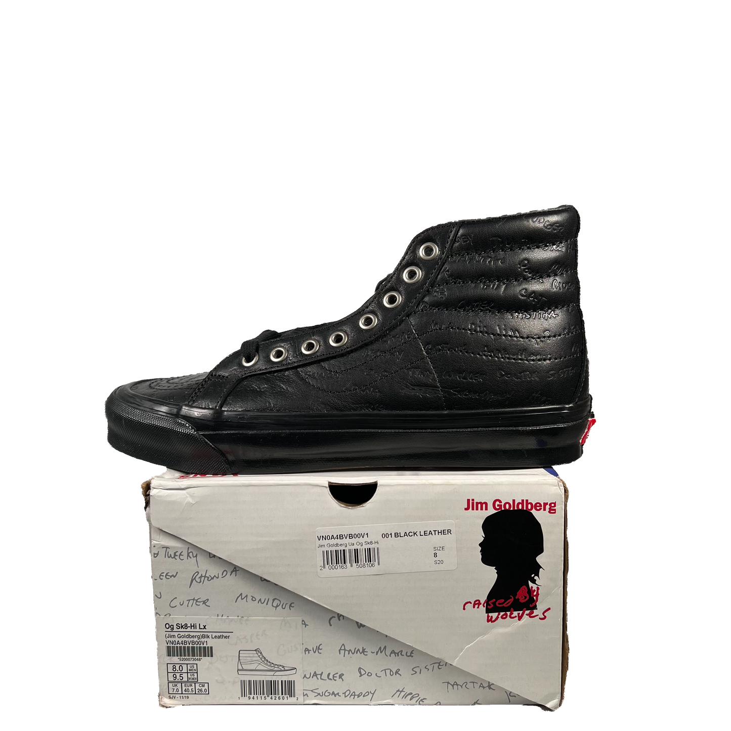 Vans Sk8-Hi LX Jim Goldberg Black Leather (2020) Size 8 NEW s20197