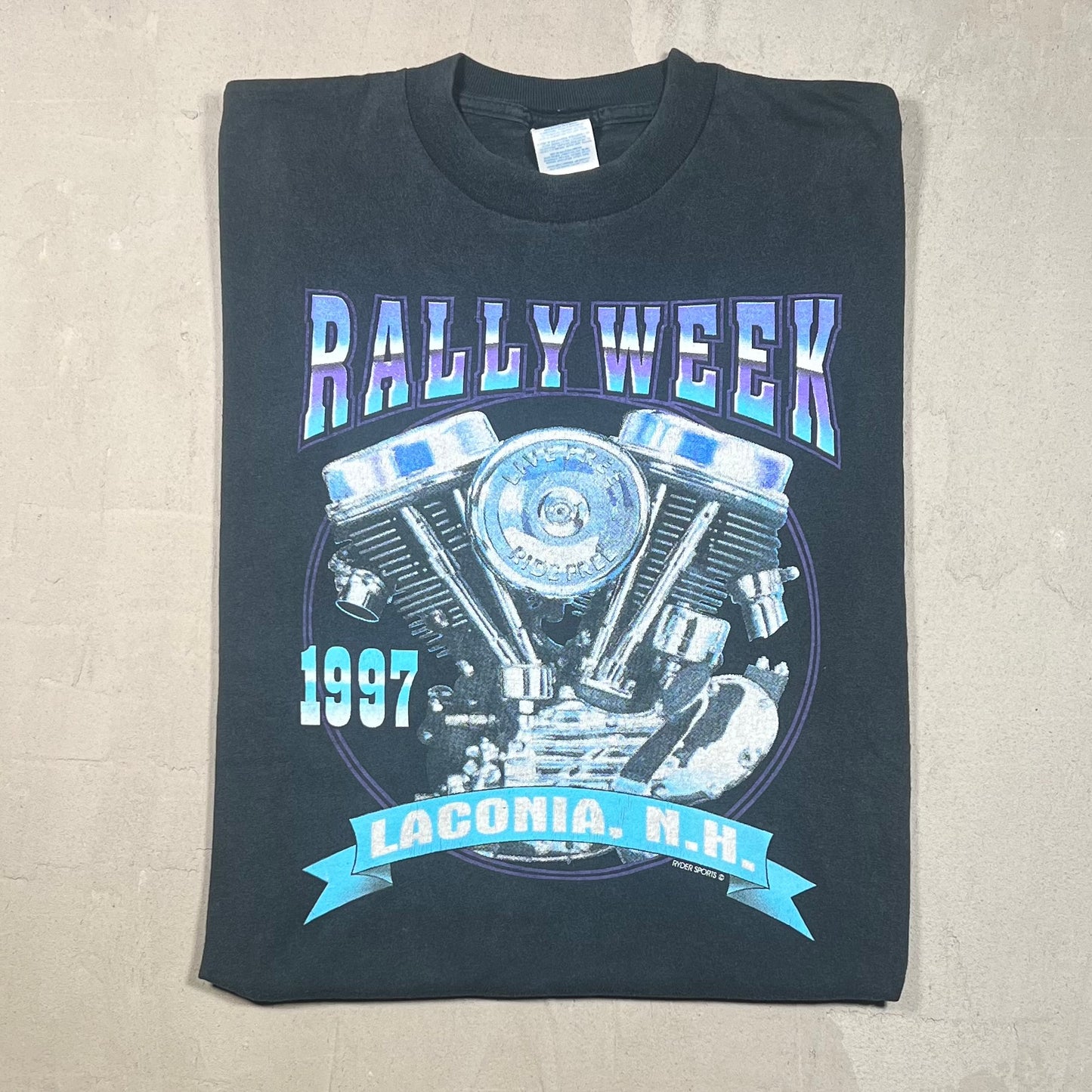 1997 Laconia "Rally Week" Black Biker Tee Size Large USED v19193