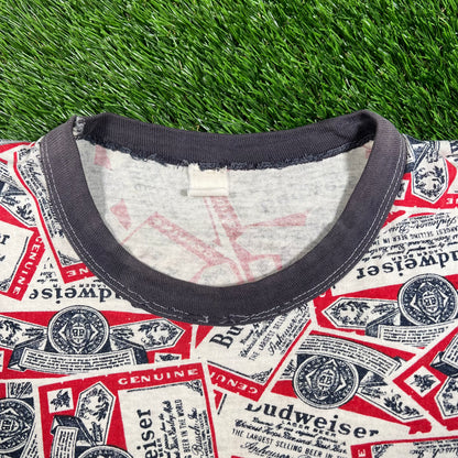 1980s Budwesier AOP Tee Size Medium USED v18159